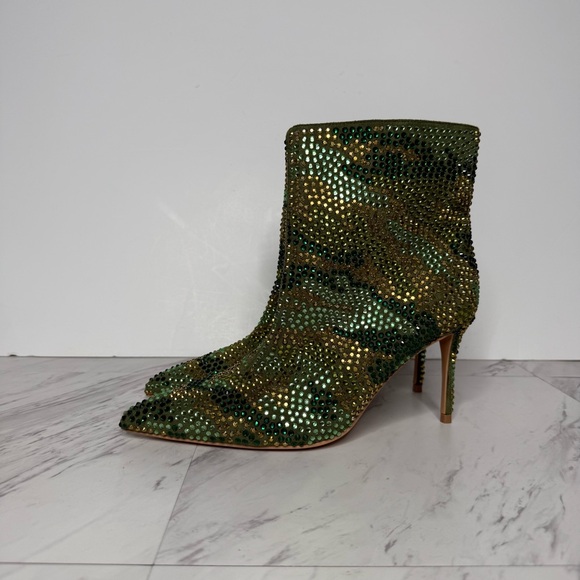 Kurt Geiger Belgravia Camo Rhinestone Pointy Toe Heeled Bootie 36.5 - Picture 15 of 15